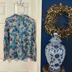 NWOT Women’s Tail Pink & Green UPF 50 Long Sleeve Mock Neck Athletic Tennis Top